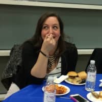 <p>Liz Twiggs, coordinator of Fair Lawn&#x27;s food pantry, digs in at the seventh-annual &quot;A Taste of Our Town&quot; Monday night.</p>