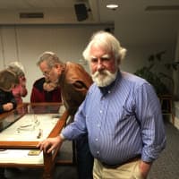 <p>Town Historian Dan Cruson presented highlights from the Zilinek donation of Adams Family memorabilia to the Newtown community Monday evening.</p>