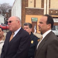 <p>Bridgeport Police Captain A.J. Perez and Mayor Joseph P. Ganim announce enhanced traffic enforcement in the wake of three pedestrian fatalities in less than two months.</p>