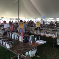 <p>The tent at the Westport Library Book Sale offered a bit of relief from the heat on Saturday.</p>