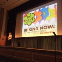 <p>Jeannette Maré begins her talk on kindness in White Hall at Western Connecticut State University.</p>
