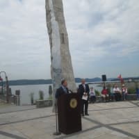 <p>Rob Astorino praised the sculpture erected at the Harbor Square site.</p>