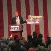 <p>Donald Trump criticizes Hillary Clinton for her campaign donations in his speech at Sacred Heart University</p>