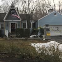 <p>The home at 81 High Clear Drive that had a racial slur spraypainted on the garage door.</p>