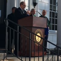 <p>State Sen. Kevin Kelly addressed the crowd at Stratford&#x27;s annual St. Patrick&#x27;s Day flag raising.</p>