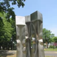 <p>Five sculptures are on loan to Leonia, on display in the Station Parkway park.</p>