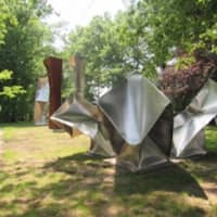 <p>Five sculptures are on loan to Leonia, on display in the Station Parkway park.</p>