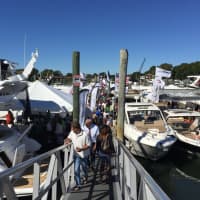 <p>Going from dock to dock at the Norwalk Boat Show.</p>
