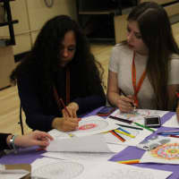 <p>Students answered questions about their own well being. Each answer corresponds to a specific color that they can use to color the back of the questionnaire.</p>