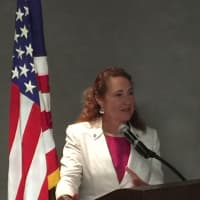 <p>U.S. Rep. Elizabeth Esty speaks at a Democratic National Convention event Tuesday.</p>