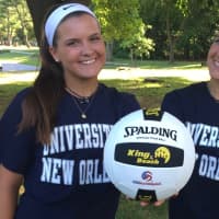 <p>Twins Veronica, left, and Victoria Corcoran of Closter saw a photograph of another set of twins crying when they went their separate ways for college. Since then, they knew they had to stick together.</p>