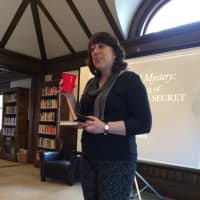 <p>Easton author Elise Broach discussed her book &quot;Shakespeare&#x27;s Secret&quot; at the Shakespeare Family Festival at Fairfield&#x27;s Pequot Library.</p>