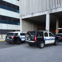 <p>Stamford police respond to reports of a shooting at the Marriott Hotel in Stamford Tuesday.</p>