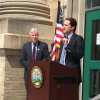 <p>U.S. Rep. Jim Himes addresses the crowd at the 2016 L&#x27;Ambiance Plaza memorial service in Bridgeport.</p>