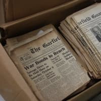 <p>Old copies of The Garfield Guardian. The newspaper went out of business in the 1970s.</p>