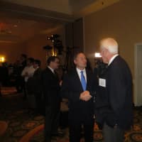 <p>Westchester County Executive Rob Astorino speaks to a guest at Thursday&#x27;s annual breakfast of the Westchester County Association in Tarrytown.</p>