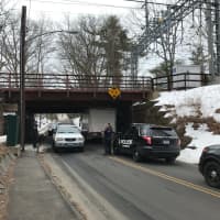 <p>A rented truck becomes stuck under an overpass on Center Street in Fairfield Tuesday morning.</p>