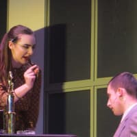 <p>Violet, played by Grace Simmons, confronts Mr. Hart, played by Ryan Heffernan, in this week&#x27;s production of &quot;9 to 5!&quot; at Port Chester High School.</p>