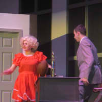 <p>Another scene in which Doralee confronts Mr. Hart in &quot;9 to 5!&quot; playing at 7 p.m. March 30 through April 1 at Port Chester High School.</p>