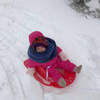 <p>Rosie Mungiello from Wyckoff doing her best to enjoy her first white powdery blizzard! What a cutie!</p>