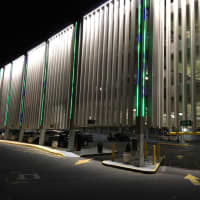 <p>The newly renovated Yankee Doodle Garage has new lights on the outside.</p>