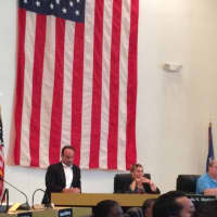 <p>Mayor Joe Ganim arrives to thunderous boos at Tuesday night&#x27;s City Council meeting.</p>