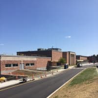 <p>Work is still underway on the new entrance at the front of Danbury High School.</p>