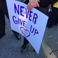<p>Marchers attend the Solidarity Walk in downtown Katonah.</p>