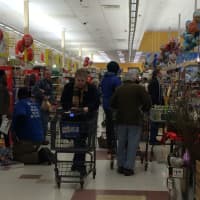 <p>Lines awaited those waiting for the last minute to buy up staples at a local Stop &amp; Shop.</p>