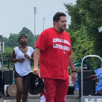<p>Impractical Jokers cast member Sal was spotted sporting a Cresskill Lifeguard T-shirt for a &quot;punishment&quot; prank while filming at the swim club.</p>