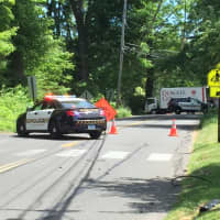 <p>Wires are down Tuesday afternoon on Prospect Ridge Road in Ridgefield.</p>