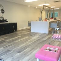 <p>The interior of PInk Soda Blow Dry Bar in Ridgefield.</p>