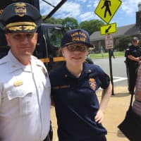 <p>Fair Lawn Police Chief Glen Cauwels with Natalia Cudzilo, 15. The highlight of her day was locking up her sisters. Don&#x27;t worry... she let them out.</p>