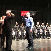 <p>Nicholas Marenna, a recruit firefighters for the Westport Fire Department, graduates from the Connecticut Fire Academy.</p>