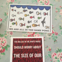 <p>Some of the postcards at The Voracious Reader postcard party.</p>