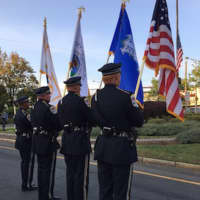 <p>The Danbury Police Department&#x27;s Honor Guard stands at attention for Monday&#x27;s Remembrance Ceremony for 9/11.</p>