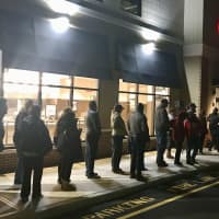 <p>The line began forming before dawn Wednesday at the new Chick-Fil-A in Norwalk.</p>