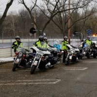 <p>Paramus police gear up for the big delivery.</p>