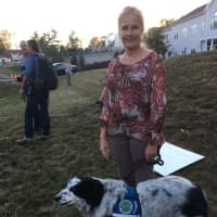 <p>Denise Taylor and Sumi, a Newtown Strong Therapy Dog</p>