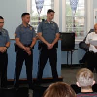 <p>(From left): Officer Marquez, Sgt. Tress, Officer Perna, with Lt. Joseph Rella.</p>