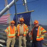 <p>Tappan Zee workers James Stach, left, Tommie Sturkey, middle, and Michael Rucano, right.</p>