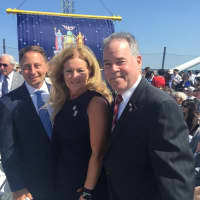 <p>Westchester County Executive Rob Astorino, left, with Putnam County Executive MaryEllen Odell and Rockland County Executive Ed Day at the new Tappan Zee Bridge special ceremony.</p>