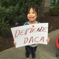 <p>A young DACA supporter outside Senator Schumer&#x27;s office in Peekskill.</p>
