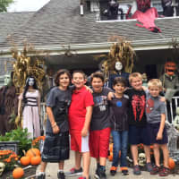 <p>From left: Thaddeus Viar, Matt Purvin, Kyle Campanelli, Aiden Campanelli, Connor MacIsaac and Ryan MacIsaac. None are spooked by the decor.</p>