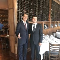 <p>Elvis Cutra, left, and Klevis Tana, right, owners of Hudson Valley Steakhouse in Yorktown Heights.</p>