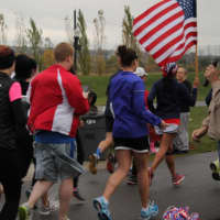 <p>Runners set off at TRACERS 5K at Overpeck Park to support military veterans. </p>