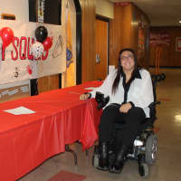 <p>Lauren LaPorta assists Bergenfield High School students with a Spirit Week of events. </p>