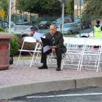 <p>Paterson Mayor Jose Torres reviews his remarks before the beginning of the city&#x27;s 9/11 memorial ceremony. </p>