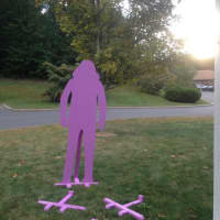 <p>A cutout representing a Silent Witness to domestic violence stands at the pavilion at the Easton Community Center during an awareness vigil organized by the Center for Family Justice on Monday, Oct. 3.</p>