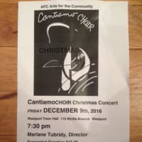 <p>A flier for an upcoming concert by CantiamoCHOIR, which will be conducted by Marlane Tubridy of Weston.</p>